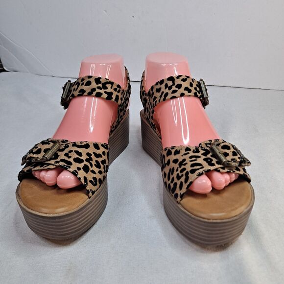 Blowfish Malibu Leeds Vegan Leopard-print Platform Sandals Women's Size 8 - Picture 1 of 11